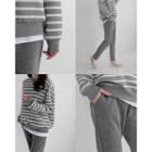 Set: Brushed-fleece Lined Stripe Sweatshirt + Sweatpants