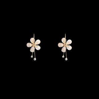 Rhinestone Acrylic Flower Dangle Earring 1 Pair - Stud Earrings - White - One Size