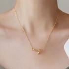 Bamboo Pendant Alloy Necklace Gold - One Size
