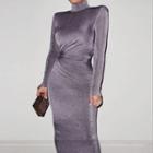 Long-sleeve Turtleneck Maxi Bodycon Dress