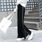 Velvet Contrast Trim Wide Leg Pants