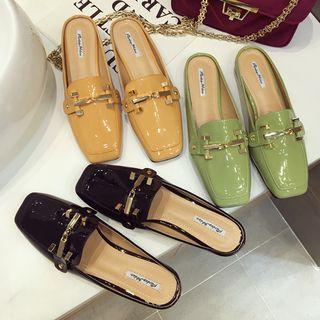 Square-toe Paneled Backless Loafers