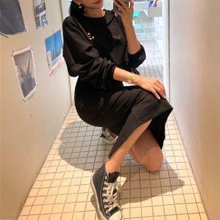Set: Mickey Drawstring Sweatshirt + Midi Skirt