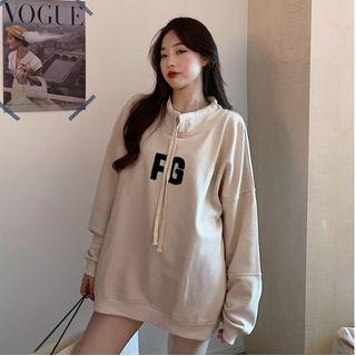 Tie-neck Sweatshirt Almond - One Size