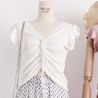 Lightweight Tie-front Cropped Knit Top
