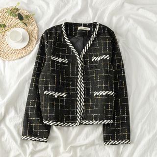 Contrast-trim Check Jacket