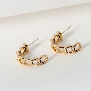 Chunky Chain Alloy Open Hoop Earring 1 Pair - Chunky Chain Alloy Open Hoop Earring - Gold - One Size