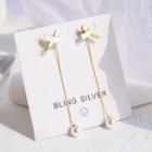 925 Sterling Silver Faux Pearl Dangle Earring 1 Pair - Lettering - One Size