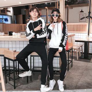 Couple Matching Lettering Hoodie / Lettering Trim Sweatpants