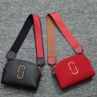 Genuine-leather Panel-strap Cross Bag