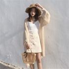 Open Front Knit Jacket Almond - One Size