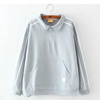 Striped Collared Sweatshirt