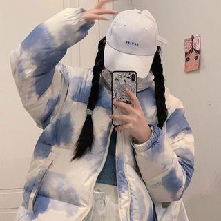 Printed Padded Jacket Blue & White - One Size