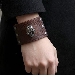 Alloy Skull Genuine Leather Bracelet