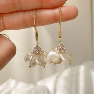 Faux Pearl Rhinestone Fringed Dangle Earring 1 Pair - Earring - Gold - One Size