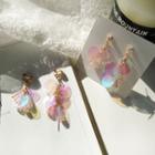 Non-matching Iridescent Disc Fringed Earring
