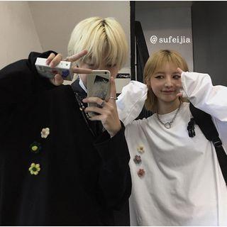 Flower Detail Oversize Long-sleeve T-shirt