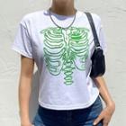 Short-sleeve Bone Print Cropped T-shirt
