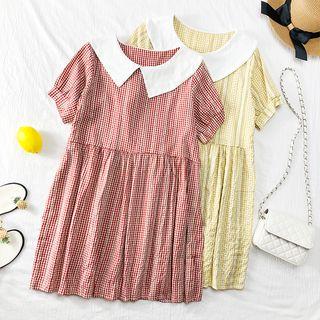 Peter Pan-collar Checked A-line Dress