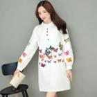 Butterfly Embroidered Shirtdress