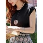 Cap-sleeve Ribbed T-shirt