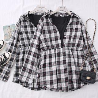 Mock Two-piece Checker Loose Shirt