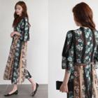 V-neck Floral Chiffon Long Dress