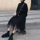 Turtleneck Long Pullover / Sheer A-line Dress