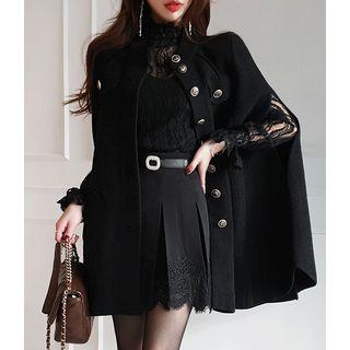 Cashmere Blend Cape Jacket Black - One Size