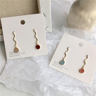 Non-matching Alloy Disc Swirl Dangle Earring 1 Pair - Earring - Red - One Size