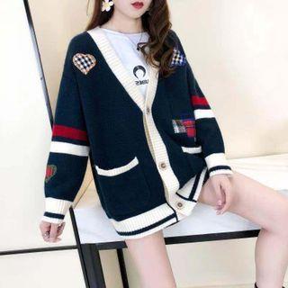 Heart Patch V-neck Cardigan