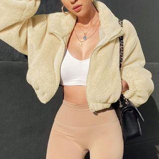 Fleece Cropped Zipped Jacket