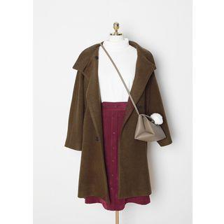 Elastic-waist Buttoned A-line Skirt