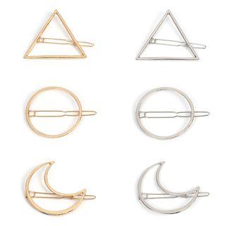 Set Of 6: Geometric Hair Clip