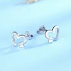 925 Sterling Silver Heart Earring 1 Pair - 925 Silver - White - One Size