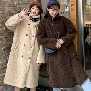 Fleece Double-breasted Midi Coat