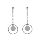 Alloy Disc Hoop Dangle Earring 1157 - 1 Pair - Silver - One Size