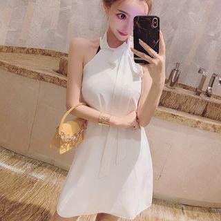 Halter Ribbon Mini A-line Dress