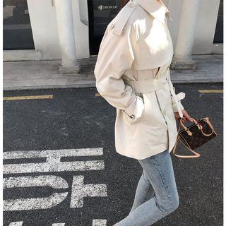 Plain Single-breasted Trench Jacket