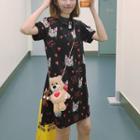 Cat Printed Polo Dress