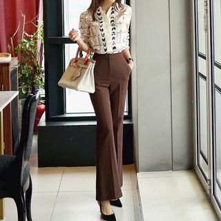 Set: Patterned Shirt + Boot Cut Pants