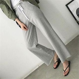 Drawcord Paperbag-waist Wide-leg Sweatpants