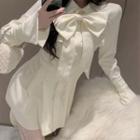 Bow Mini A-line Shirt Dress