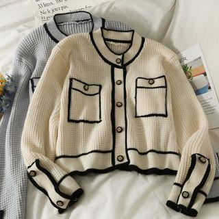 Contrasted Crew-neck Cardigan