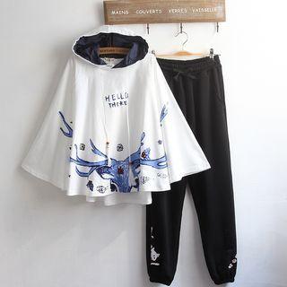 Set: Batwing-sleeve Hoodie + Sweatpants