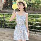 Set: Floral Camisole Top + A-line Skirt