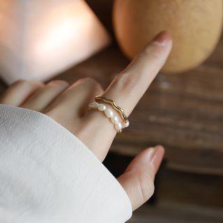 Faux Pearl Ring Gold - 7
