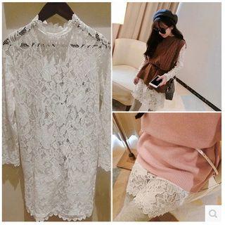 Long-sleeve Long Lace Top