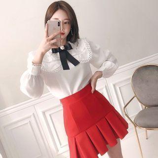 Beaded-collar Blouse With Brooch