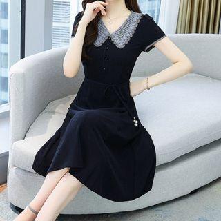Short-sleeve Peter Pan Collar Chiffon Dress